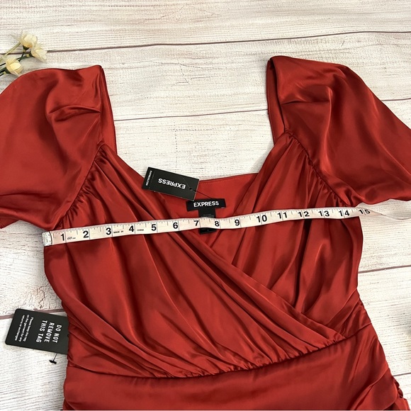 EXPRESS Satin Ruched Mini Dress - Picture 10 of 16